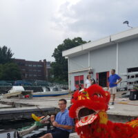 Charlie Russo of Simpson Gumpertz and Hegel, ready to take part in the eye dotting ceremony